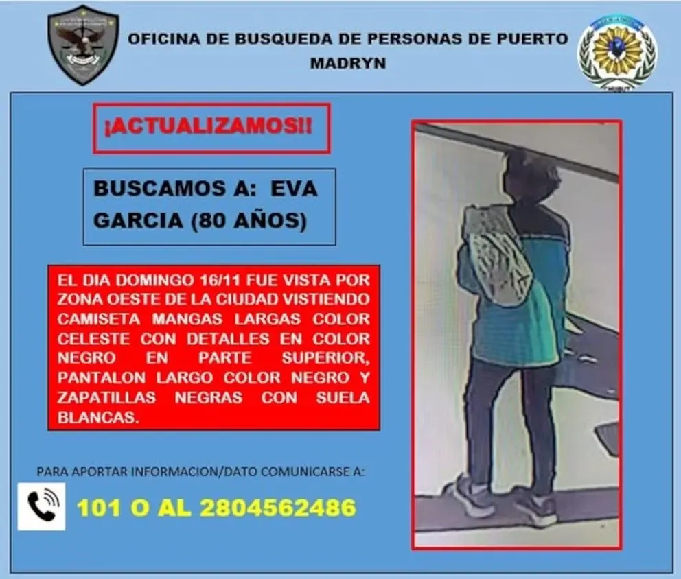 Oficina de Búsqueda trabajando mientras buscan a jubilada en Chubut desaparecida