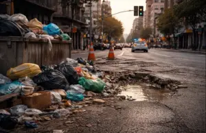 Montevideo naufraga bajo la mugre y los pozos, atrapada en un presente de desidia y abandono oficial