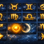 Representación artística de los doce signos del zodíaco en el firmamento.