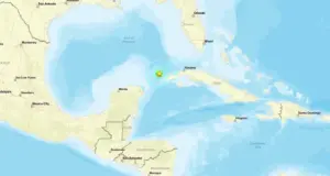 Tensión en el Caribe: un sismo de magnitud 6.1 sacudió el oeste de Cuba Mapa geográfico mostrando el epicentro del sismo frente a Pinar del Río, Cuba