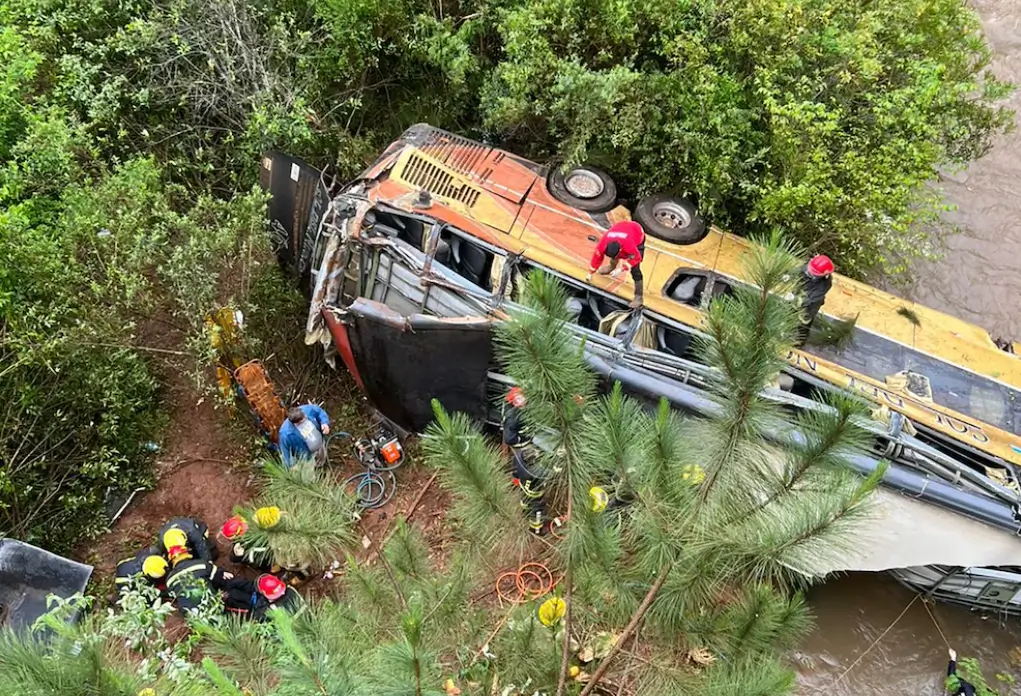 Accidente en Misiones Argentina: un siniestro vial que reaviva la preocupación por la Ruta 14 1 Rescate de víctimas tras accidente en Misiones Argentina, colectivo de Sol del Norte caído al arroyo Yazá.