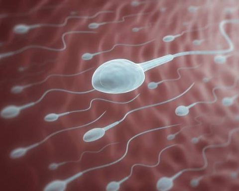 Microfotografía de esperma masculino mostrando las mutaciones genéticas asociadas al envejecimiento.