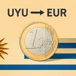 "Billetes de euro sobre pesos uruguayos simbolizando la cotización de 46,14 pesos por euro en Uruguay"