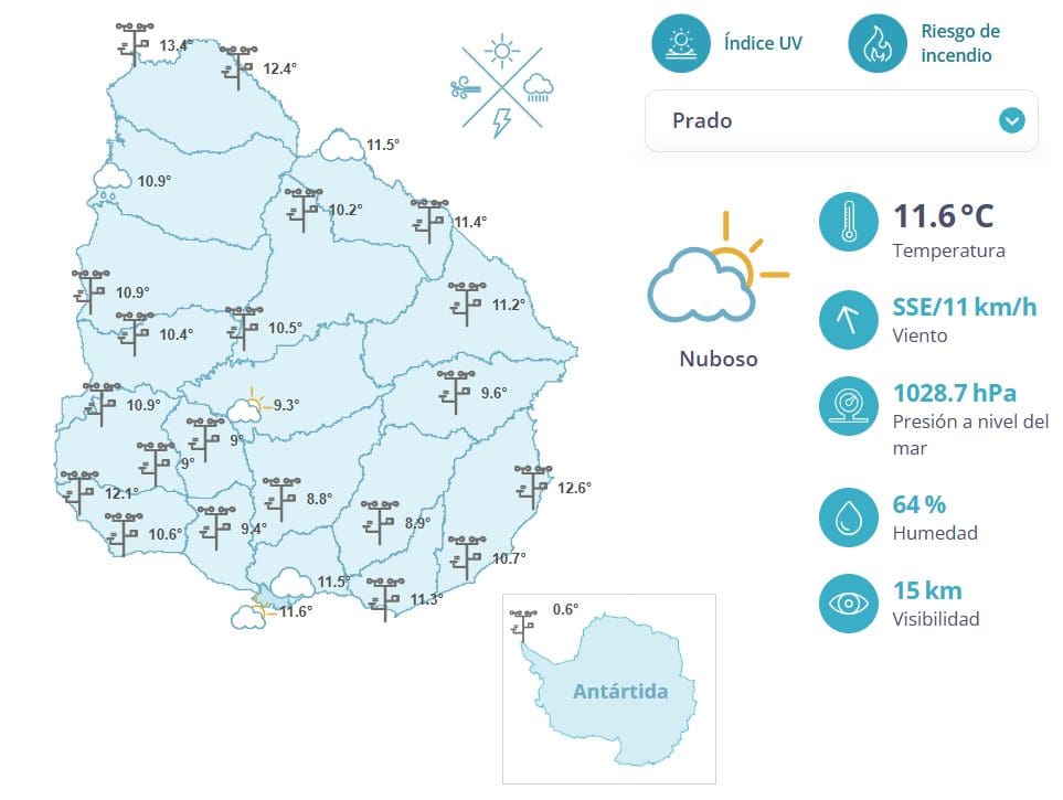 Frío polar en Uruguay: el Inumet pronostica mínimas de un solo dígito 25 Frío polar en Uruguay con cielo cubierto y ráfagas de viento en Montevideo durante una mañana fría de octubre.