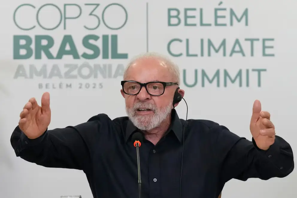 El presidente Luiz Inácio Lula da Silva durante la cumbre climática de Belém 2025 en Brasil, donde pidió acciones concretas contra el cambio climático.