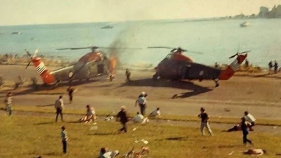 Escena histórica de la tragedia de Kibón durante el accidente del helicóptero