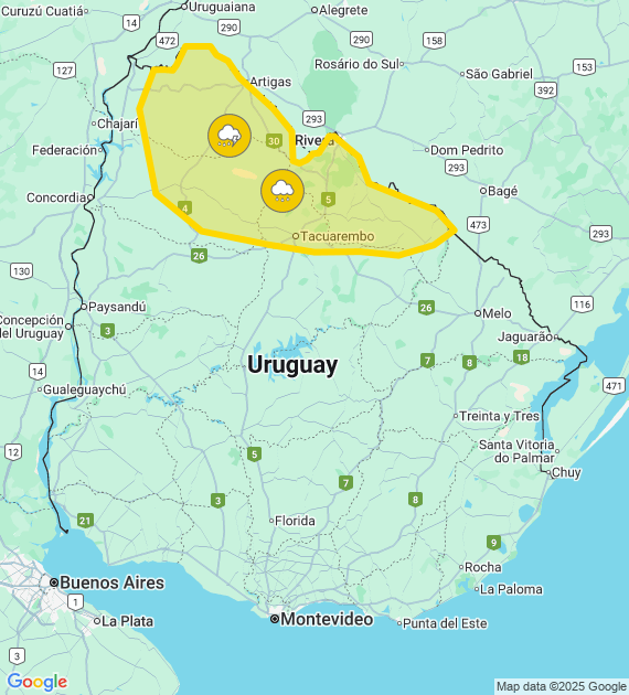 Mapa de Inumet hoy
