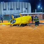 Restos del Helicóptero cayó en Palermo sobre una cancha de tenis en Parque Manuel Belgrano, Buenos Aires