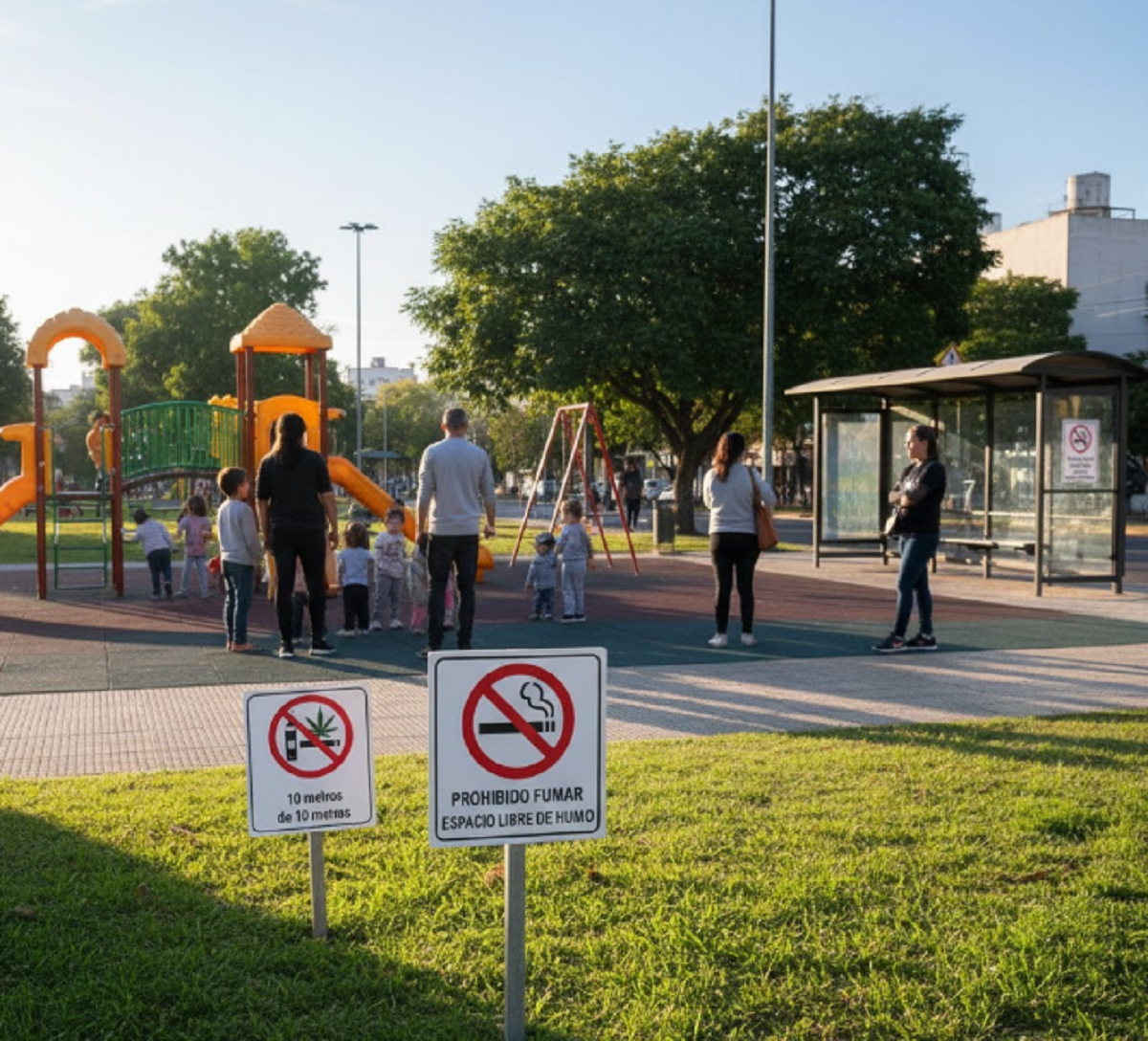Señalética para prohibir fumar en plazas