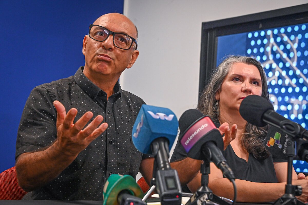 Marcelo Abdala durante su intervención, donde alertó que la escalada bélica internacional puede derivar en un enfrentamiento nuclear con consecuencias globales, en el marco este lines de anuncios de actividades. Foto: Federico Gutierrez/ FocoUy Marcelo Abdala durante su intervención, donde alertó que la escalada bélica internacional puede derivar en un enfrentamiento nuclear con consecuencias globales.