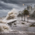 Ciclón extratropical en Uruguay afectando la costa