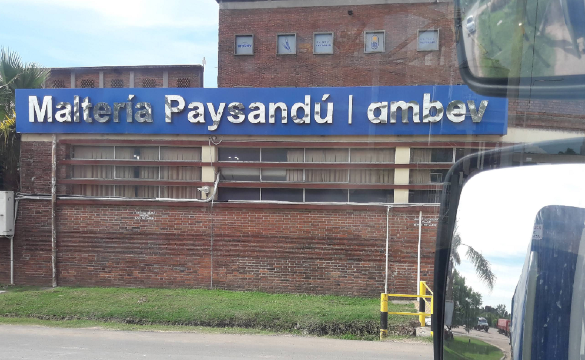 AmBev-Cympay Paysandú: 90 empleados al seguro de paro 13 Fachada de la planta AmBev-Cympay Paysandú en un día de actividad mínima.