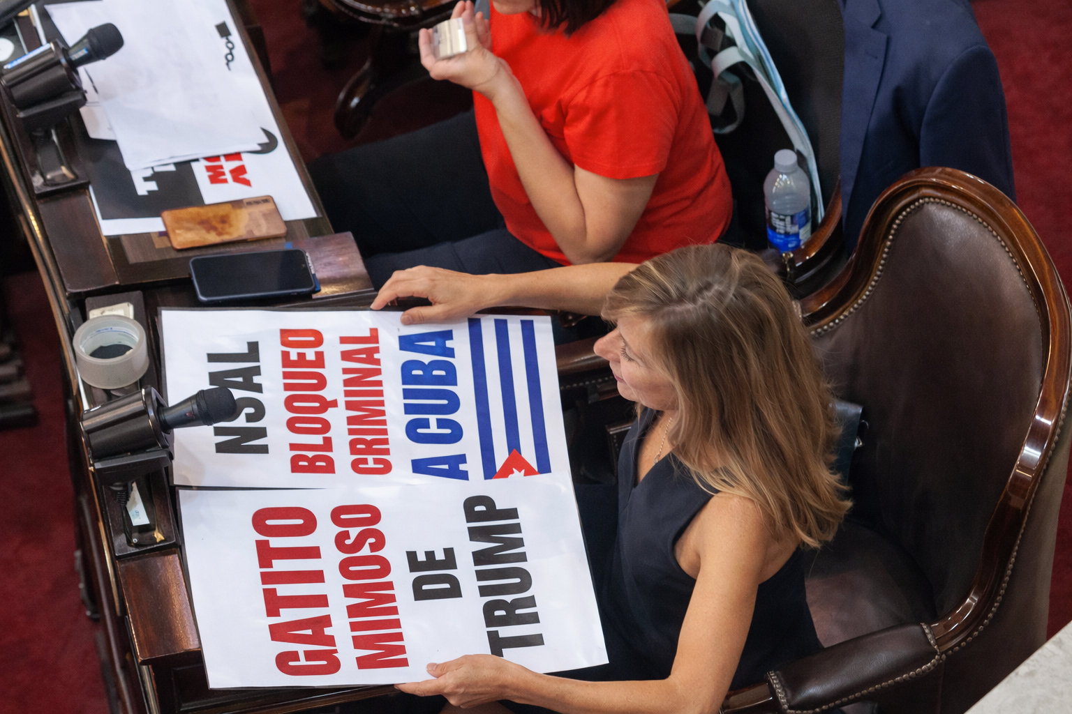 Infografía de las cámaras de Diputados y Senadores de Argentina mostrando la ubicación de los representantes de los trabajadores que viven del Estado.