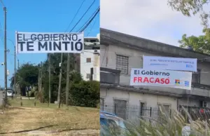 Pereira denuncia “violencia” en pasacalles contra el gobierno, pero el FA colgó antes carteles que decían “El gobierno fracasó”