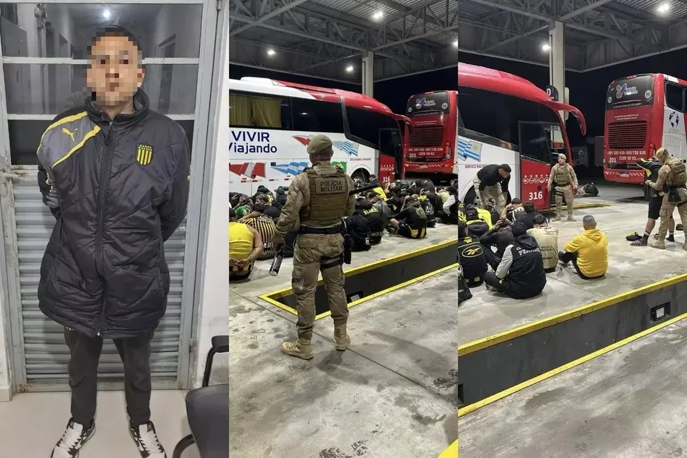 Hinchas de Peñarol detenidos en Brasil tras un escandaloso saqueo a una estación de servicio