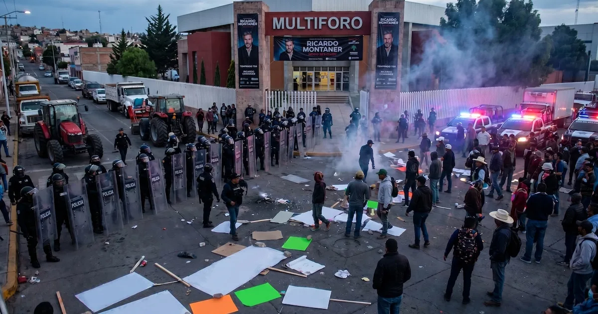Protesta en Zacatecas: productores de frijol se manifiestan en el Multiforo.