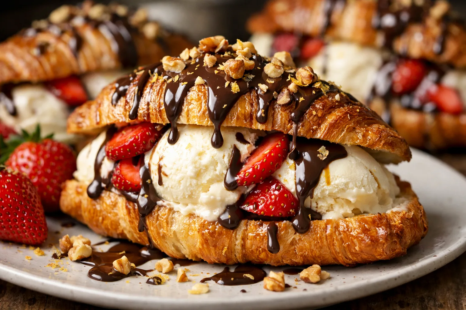 Croissant relleno de helado