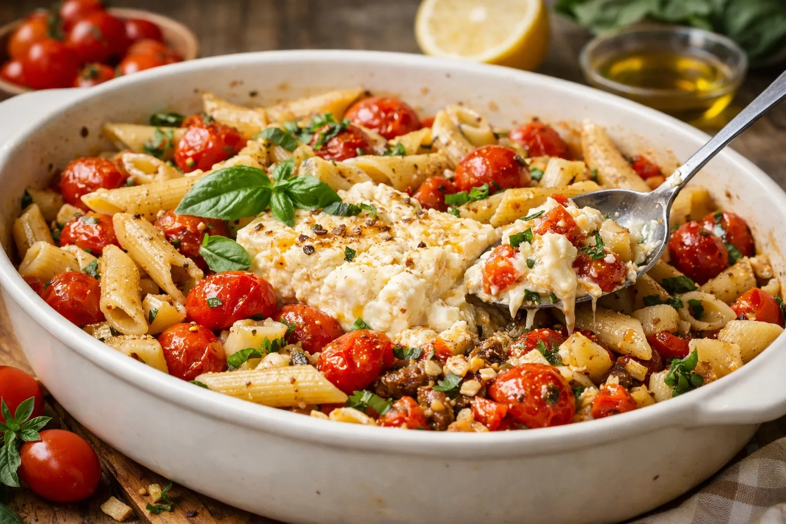 Pasta feta con tomates cherry