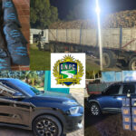 Efectivos de la Policía Caminera inspeccionando vehículos por infracción aduanera.