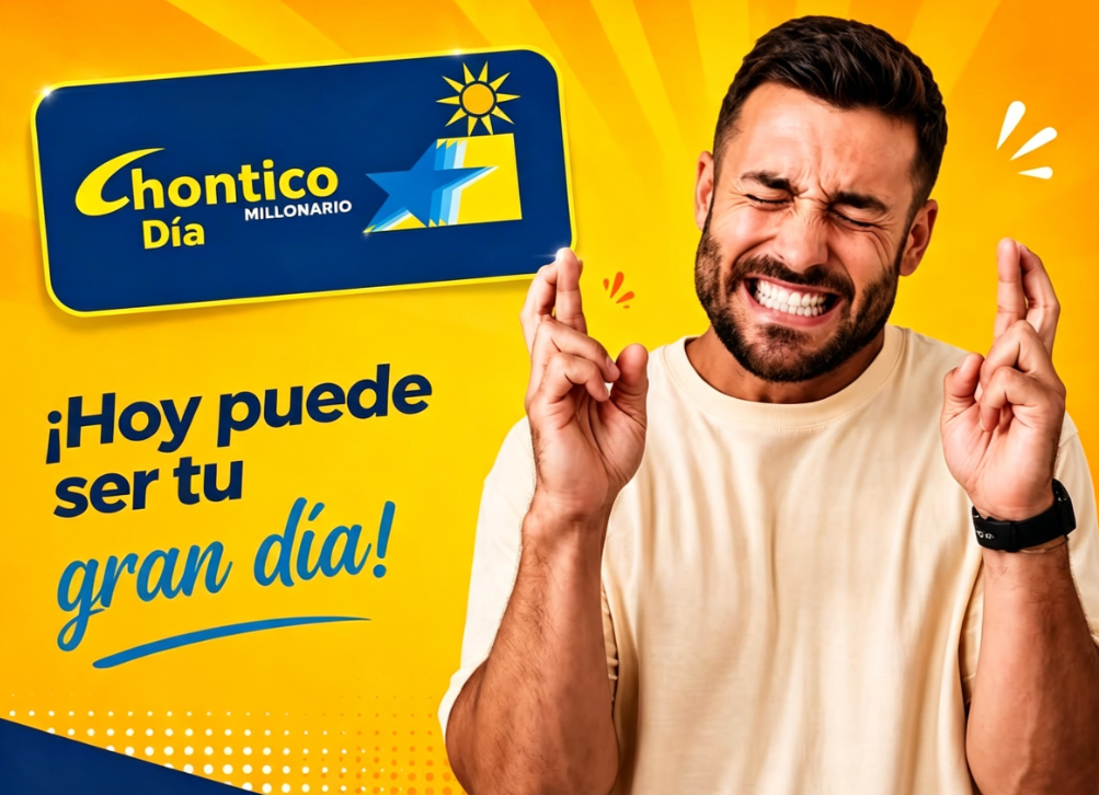 Balotas girando en la tómbola oficial durante el sorteo vespertino de Chontico Día en Colombia.