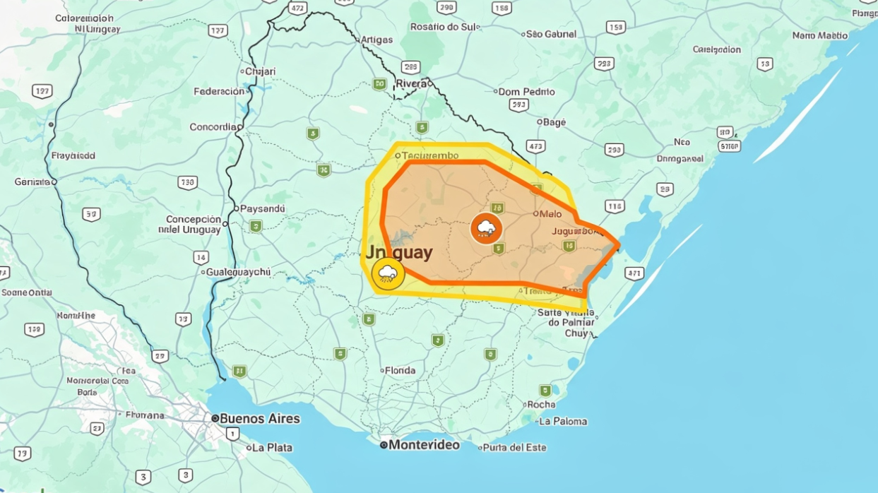 alerta meteorológica en Uruguay, advertencia naranja Inumet
