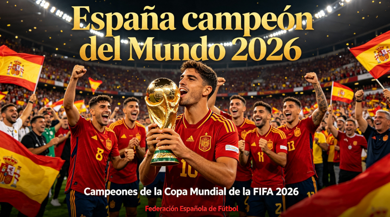 Jugadores de la Selección Española festejando el título de la final del Mundial 2026 España vs Argentina.