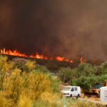 Vista panorámica de la devastación por el incendio en Almería