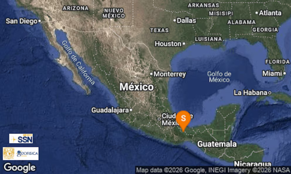 Representación del monitoreo técnico correspondiente al temblor hoy en México registrado por el Sismológico.
