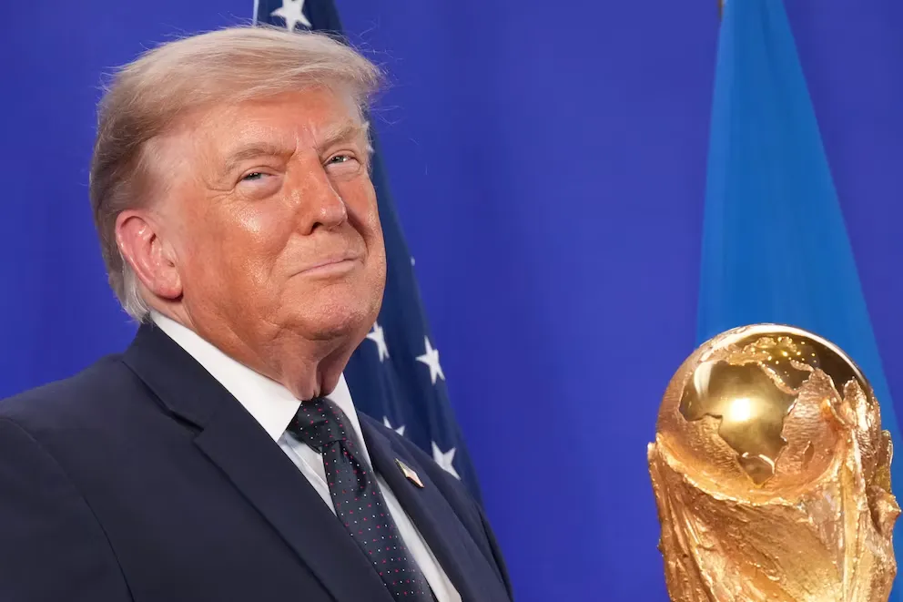 Atrio de la FIFA preparado porque Donald Trump entregará el trofeo en la final del Mundial 2026.