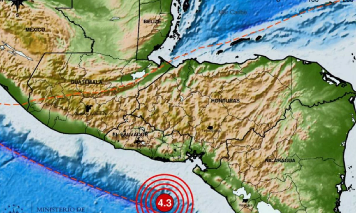 Mapa oficial del MARN mostrando la ubicación del sismo frente a la costa de Usulután.