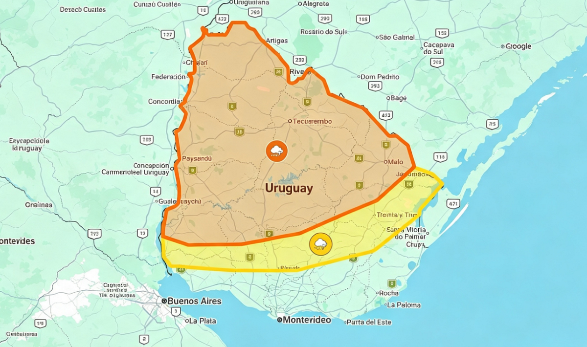 alerta por tormentas fuertes emitida por el Instituto Uruguayo de Meteorología