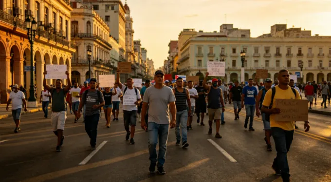 Ciudadanos participan en protestas en Cuba debido a los cortes de luz y la falta de alimentos