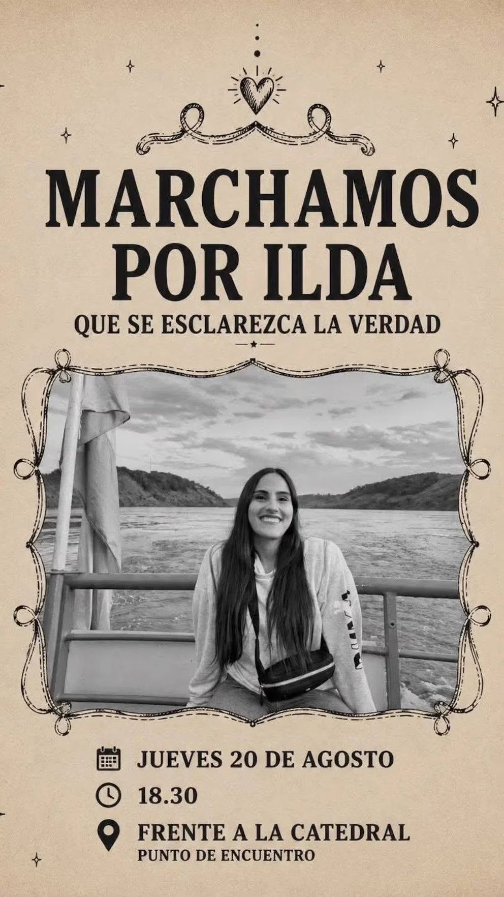 Imagen de la Plaza 25 de Mayo donde se convocó la marcha por el caso Ilda Goyochea en La Rioja