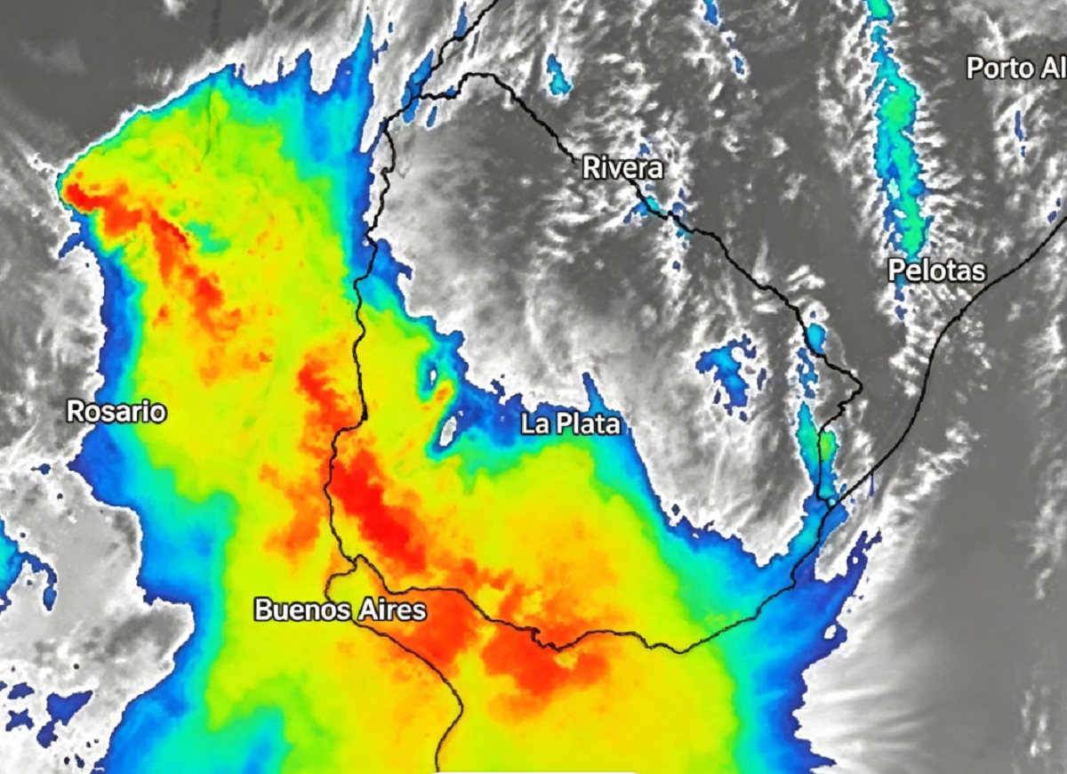 Mapa de modelos de lluvia que fundamenta la alerta de Metsul por tormentas fuertes en Uruguay para agosto de 2026.