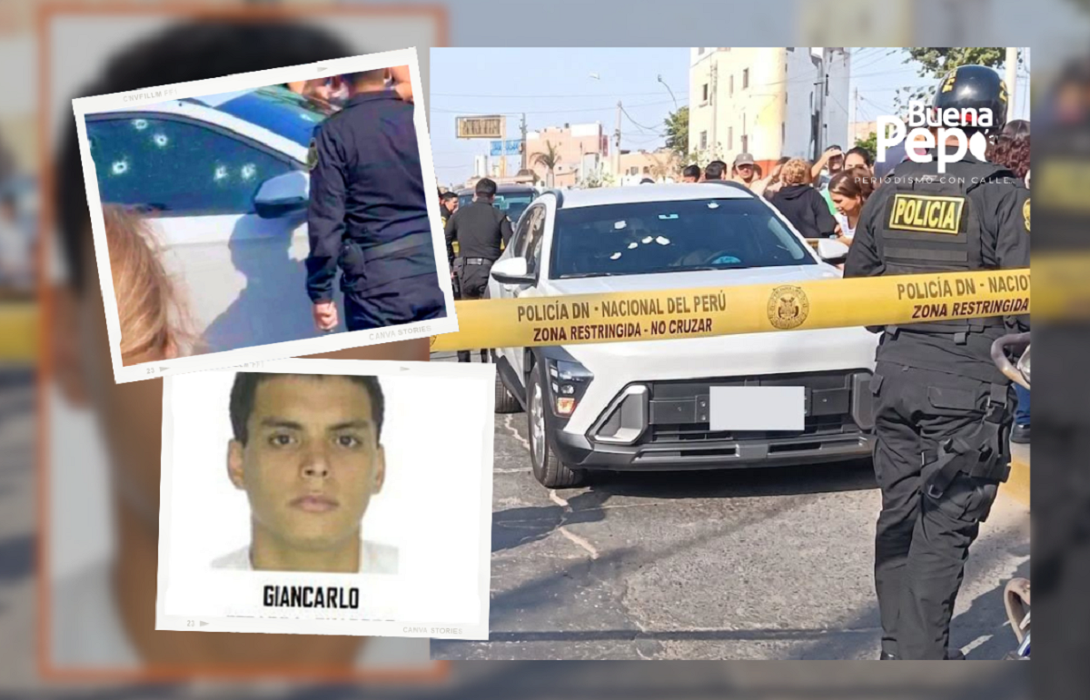 El auto perforado por balas durante el asesinato de alias Careca en Perú dentro del Callao.