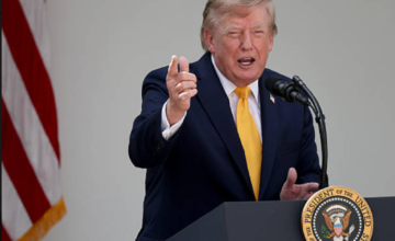 El presidente de Estados Unidos, Donald Trump, durante una declaración oficial sobre política exterior.