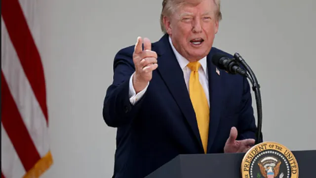 El presidente de Estados Unidos, Donald Trump, durante una declaración oficial sobre política exterior.
