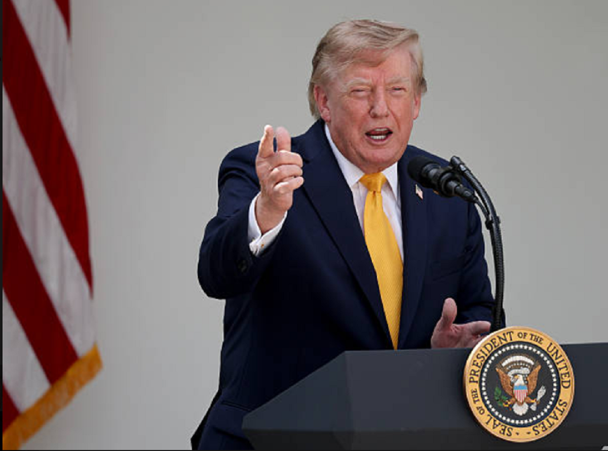 El presidente de Estados Unidos, Donald Trump, durante una declaración oficial sobre política exterior.