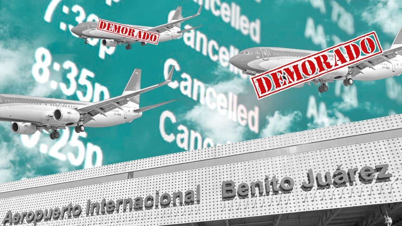 El Aeropuerto Internacional Benito Juárez opera con una plataforma que actualiza en tiempo real las operaciones aéreas, incluyendo retrasos y cancelaciones por condiciones.