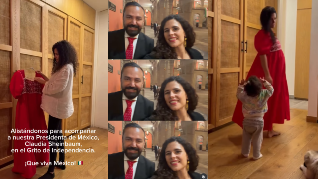 La funcionaria y su equipo se movilizan hacia el Palacio Nacional para participar en una ceremonia Nacional que celebra el aniversario del inicio de la lucha independentista.
