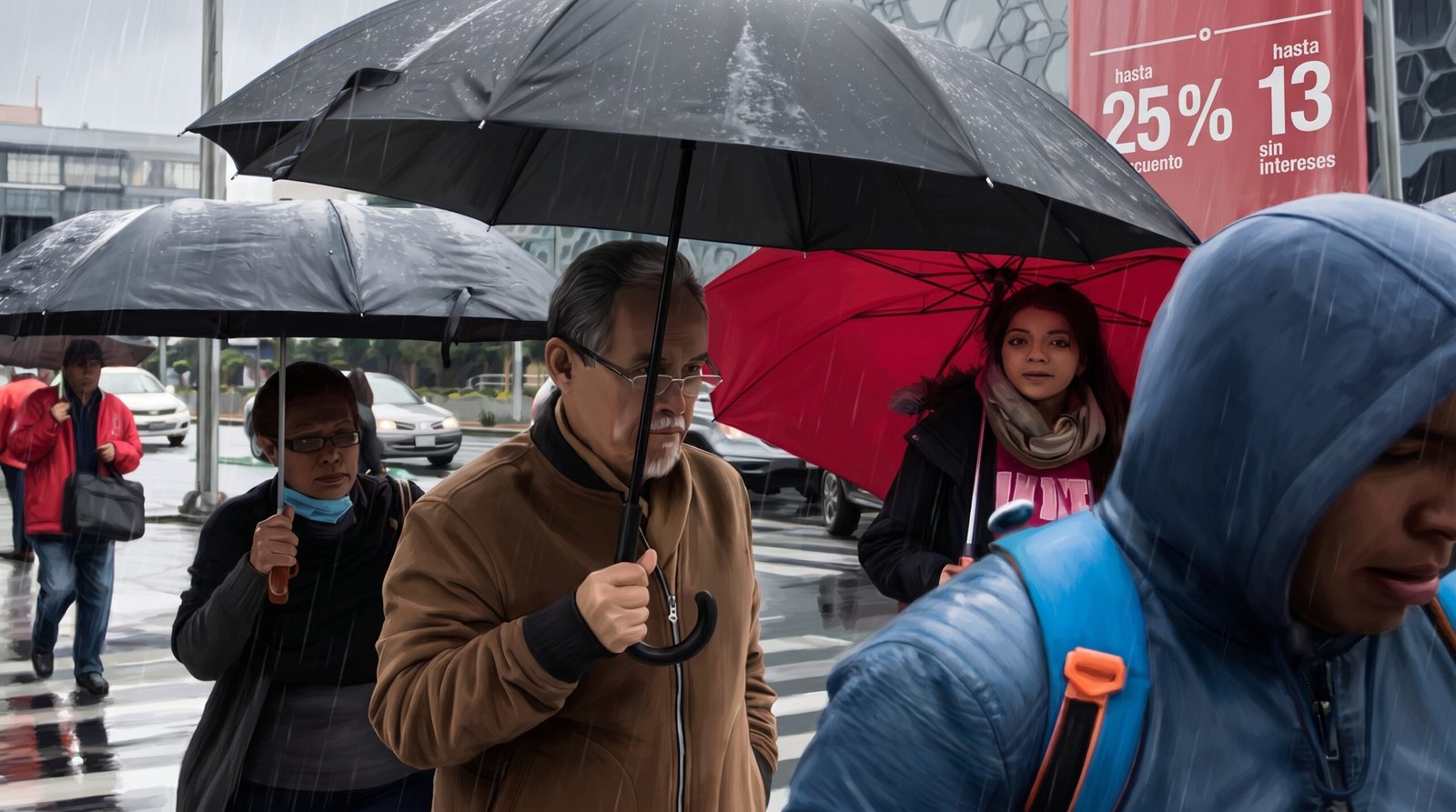 Acumulación de granizo cubriendo el césped y las calles tras el temporal.