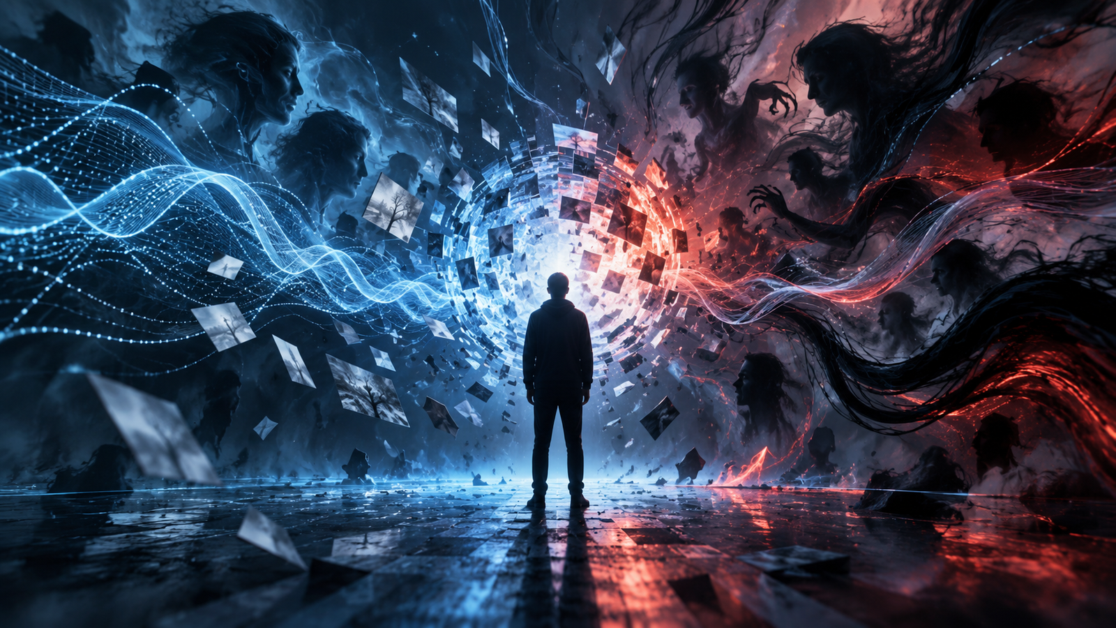 Concepto abstracto sobre la percepción del miedo y el procesamiento de información.