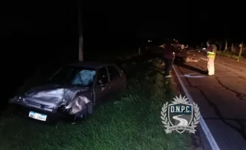 Móvil de la Policía Caminera custodiando la ruta 69 tras un siniestro vial.