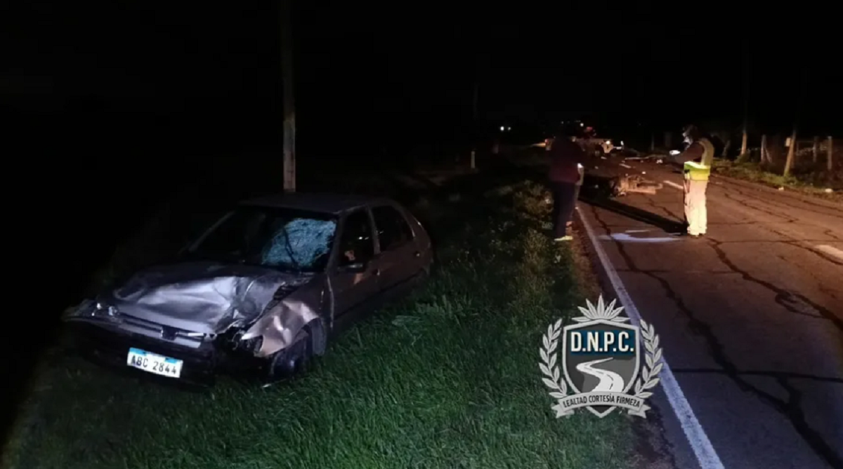 Móvil de la Policía Caminera custodiando la ruta 69 tras un siniestro vial.