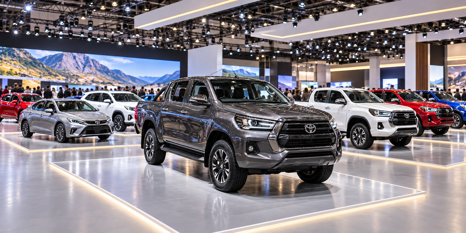 Salón de venta de autos con compradores realizando trámites de matriculación.