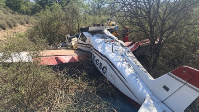 Restos del terreno vegetal en el sur de Córdoba donde se estrelló un monomotor Piper Comanche.