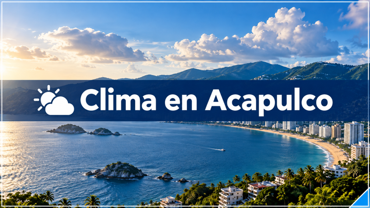 Vista de la Bahía de Acapulco con nubes oscuras de tormenta sobre el mar.