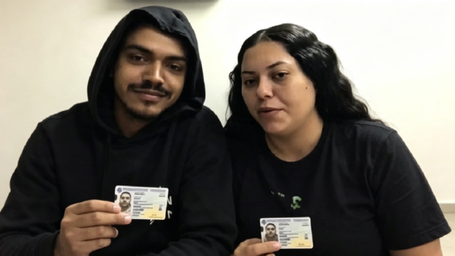 Fila de personas afuera de la Dirección Nacional de Identificación Civil en Montevideo.