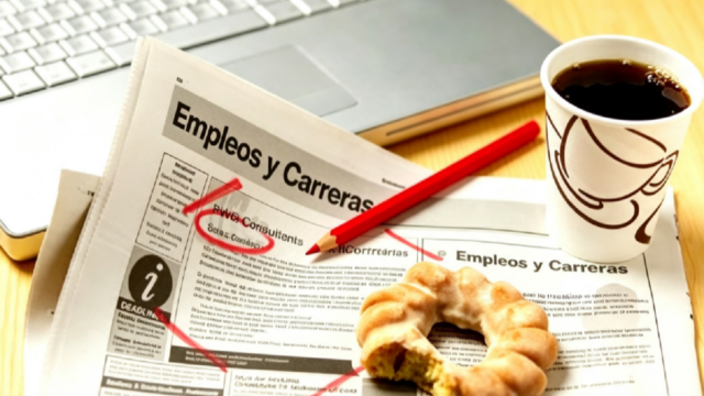 Cartel de búsqueda de empleo pegado en la vidriera de un local comercial.