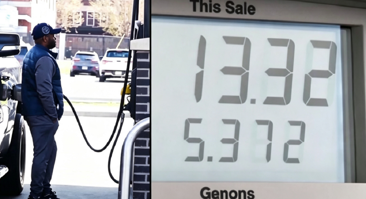 Pantalla digital de una estación de servicio mostrando precios elevados de la gasolina y el diésel.